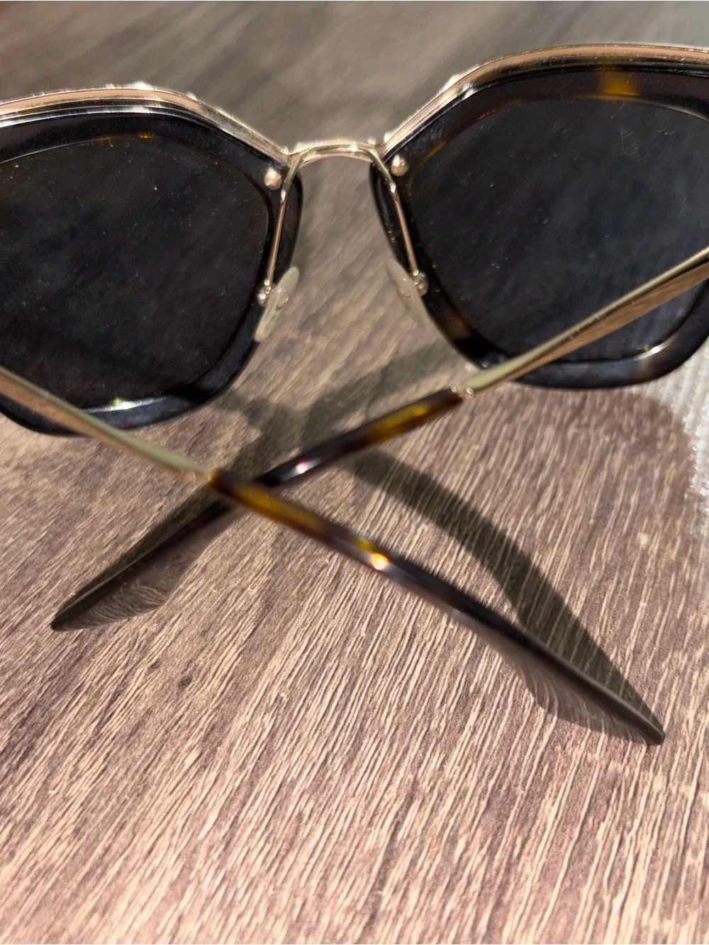 Prada Women’s Black Lensed Sunglasses with Gold Trim Prada Cinema SPR 53S